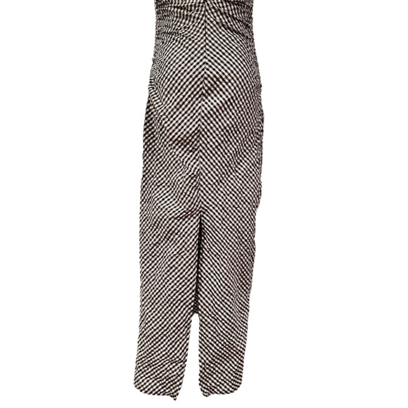 Zara Black & White Gingham Check Ruched High Back Slit Bodycon Dress Small - Picture 8 of 8